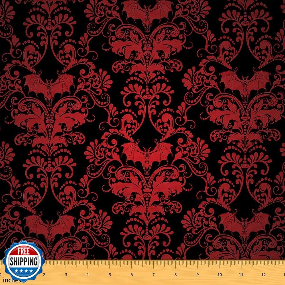Erosebridal Red Ombre Damask Fabric for Adult Girls and Women, Gothic Victori