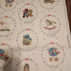 2.9 Yd VTG Cranston VIP Victorian Pull Toys Dolls Patch Pastels Florals & Dots