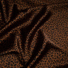 Copper Brown Black Cheetah Print Dull Satin Fabric58″ By The Yard Sewing Craft