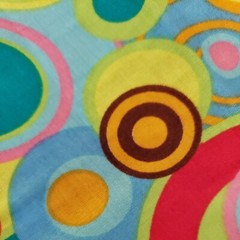 2010 Fabric Material Circles In Circles Hippie Mod 39 x 43 “