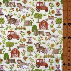 Fabric Traditions | Farm Babies Tractor Barn Animal Cream | YARD