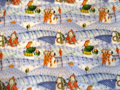 5-2/3 YDS AUTUMN SNOWFALL HILLS SNOWPEOPLE BLUE HILLS 100% COTTON DAISY KINGDOM