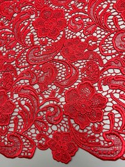 Maggie RED Guipure Venice Heavy Lace Fabric by the Yard – 10019