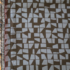 Vtg Designtex MCM Upholstery Fabric “Building Blocks” Blue, Black Geometric 2 yd