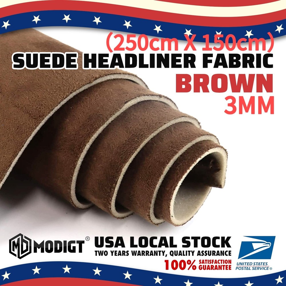 Premium 3MM Brown 250cm*150cm Headliner Fabric Foam Backed Upholstery Suede