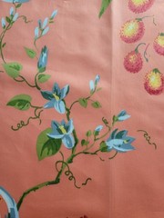 THIBAUT Orange SWEET LIFE FISH BOWL Pattern 25″ Square Cotton Sateen Fabric