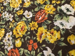 BROWN YELLOW ORANGE Green 1940s FLORAL 100% COTTON FABRIC Feedsack Feel 1 yd