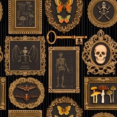 Lumin/White Owl – Dark Academia – Gallery Wall – Black, Fabric BTY