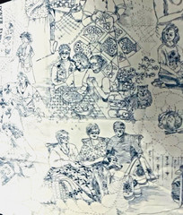 NOVELTY Sewing Quiltie Ladies by Sallie Astheimer # 2267 BLUE for Andover BTFQ