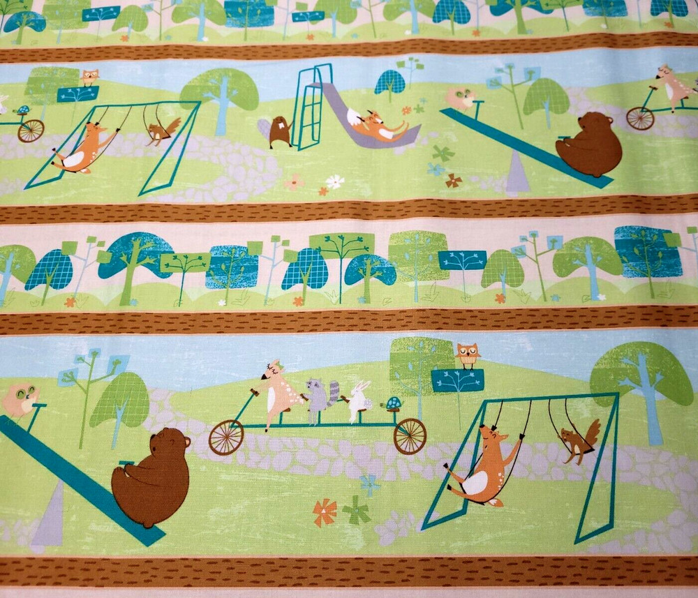 Wonderful Woodlands BTY Wilmington Prints Forest Animals Scenic Stripe