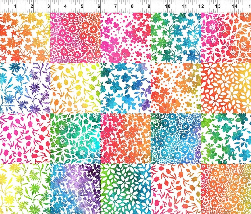 Cotton Sew Spring Flower Florals Quilt Square Fabric Print by Yard D578.93