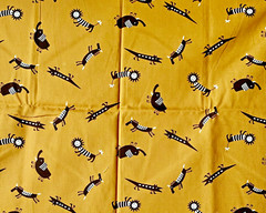 RPX51b Japanese Asian SEVENBERRY Lion Elephant Animals Cotton Quilt Fabric 16×21