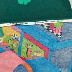 Vintage Shopping Mall Stores Kids Playmat Cranston Cotton Fabric Panel 44×29