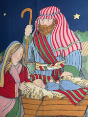 1 Susan Winget PEACE ON EARTH NATIVITY Christmas Tree Skirt FABRIC PANEL to sew