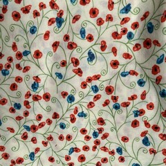 2 Yards of Poppy Passion, Poppy VIne, Printed Floral Cotton Fabric