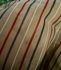VTG Semi Sheer Red White & Blue Stripes on Beige Organdy BTHY