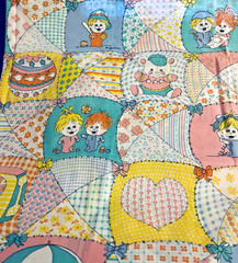 VTG `80`s “Huggables” by Princess Fabrics Cheater Patchwork Quilt BTFQ