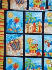 Shore Thing Quilt Fabric 3.5 Yds x 43″ Squares Art by Bernie Beach Summer Cotton