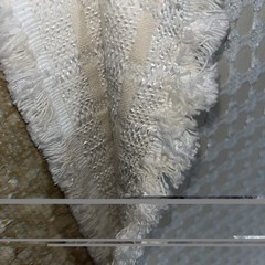 White Chenille Block On Solid. 58”w X 72” L. Decorator Interior Fabric