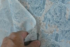 By 1/2 Yd, Vintage, Blue Brown & Cream Cotton Voile, P5479