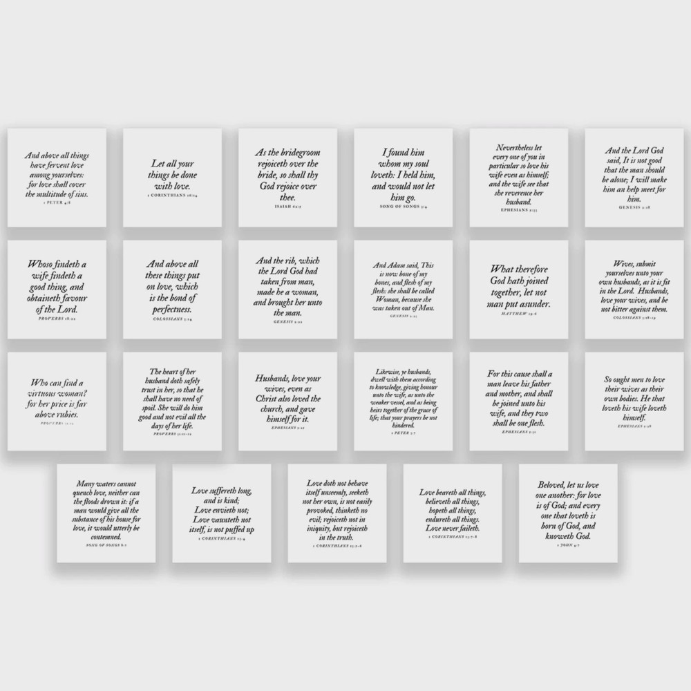 23 Precut Wedding-Themed Bible Verse 3-1/2 Inch Quilt Squares