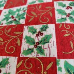 Brother Sister Design Studio A Crackled Christmas Checkered Hollyberry 2 Yards