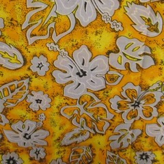 Cotton Fabric Grey Medium Floral on Yellow Orange 1yd x 56 quilt craft