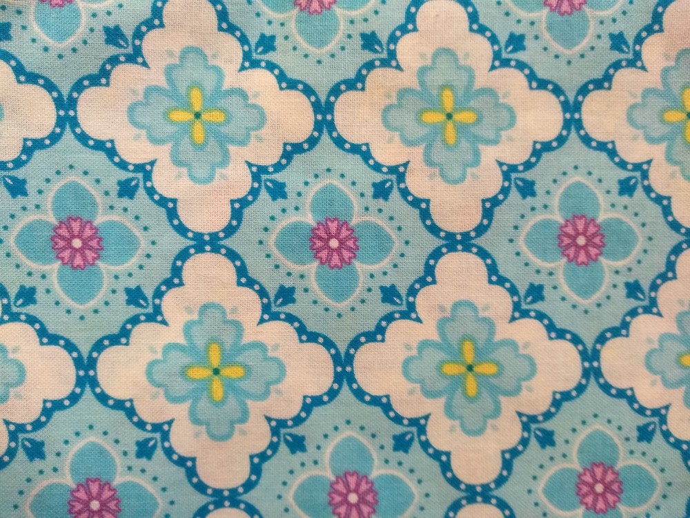 Jo-Ann fabrics Keepsake Calico blue floral geometric cotton fabric 36×45″