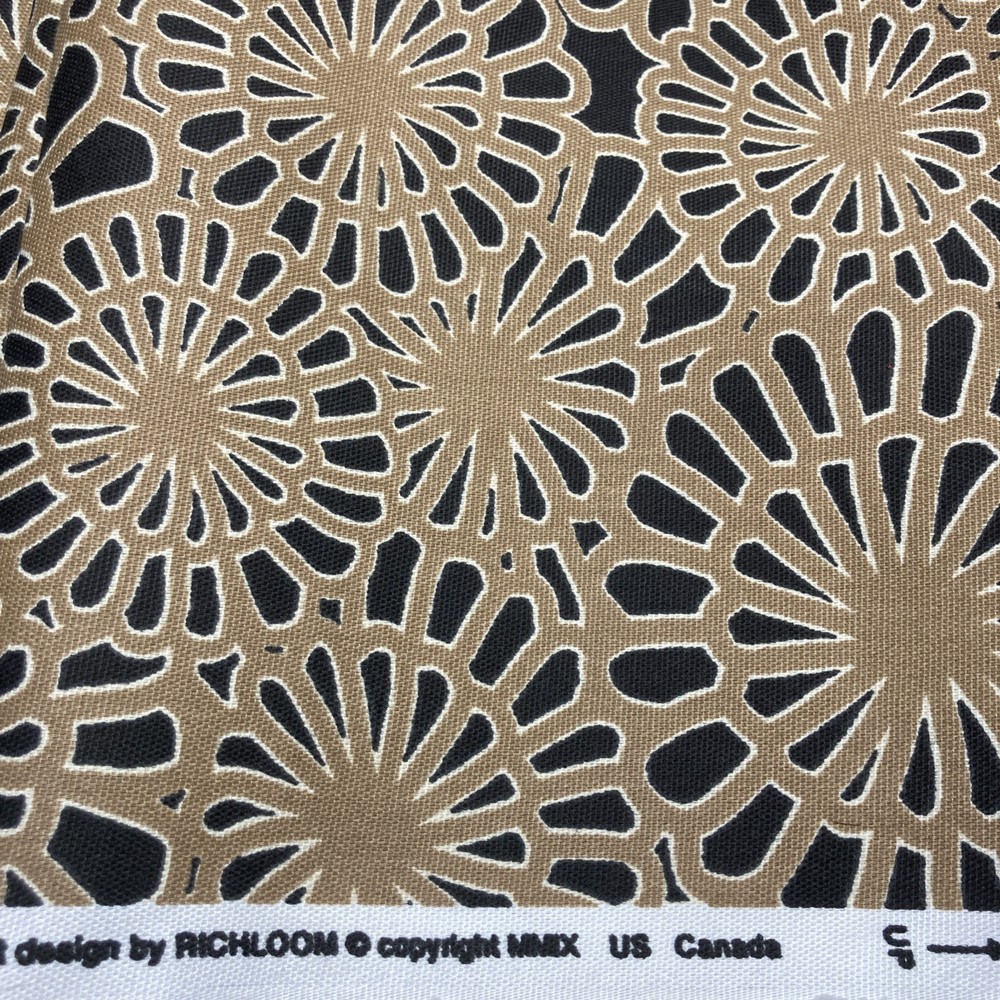 Piece Of Richloom Black & Tan Geometric Fabric Size 54”x 43” With Square Cut Out