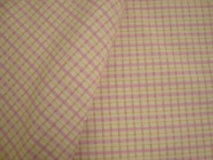 One Yd Country Check Cotton FABRIC Drapery 9.5 oz Pink Cream 54″ x 36″ BTY