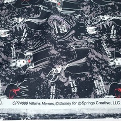 Disney Villains Fabric By The Yard BTY Cotton Quilting Cruella Ursula CP74089
