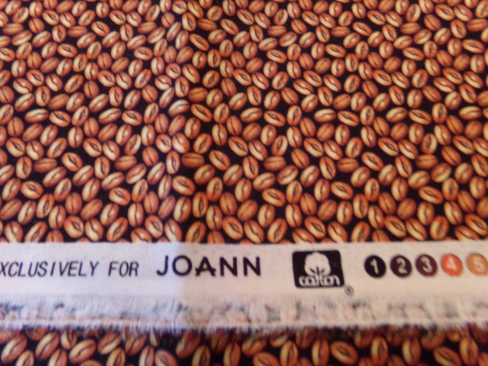 35″ X 42″ VINTAGE BROWN SEEDS? ON BLACK JO-ANN NEW COTTON #2649