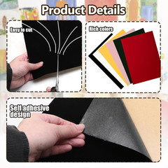 12Pcs Self Adhesive Felt Sheets, Black Felt Sheet with Adhesive Backing, 8×12 in