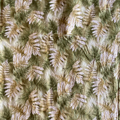 Green Beige Floral Leaf Print Fabric Textile Material Flowers & Plants Theme