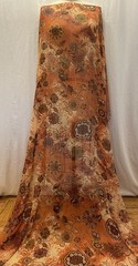Elegant Poly Blend Lurex Georgette Floral Shades Of Orange Fabric 2.5 Yards 60″W