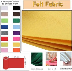 | Soft Felt Fabric | 36x54Inch | Felt by The Yard 1.4mm Thick,1 Yard Acrylic & S