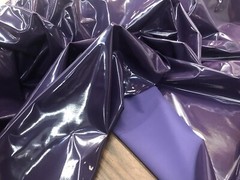 DARK PURPLE GLOSSY VINYL FAUX LEATHER-4 WAY STRETCH DANCE WEAR SPANDEX. BY YARD.