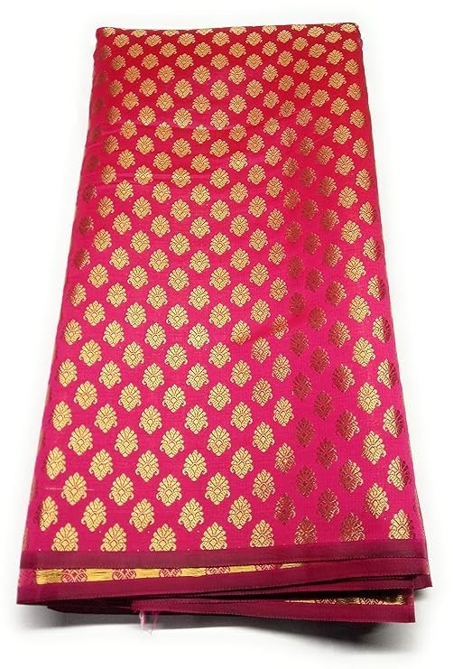 Pink Fabric Indian Women Dressmaking Brocade Silk Material Jacquard Fabric 2YD