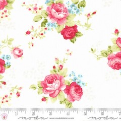 Moda ELLIE 18760 11 White Pink Floral BRENDA RIDDLE Quilt Fabric