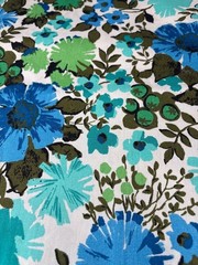 Dupont Upholstery Fabric Floral Print 1/2 yard x 46″ Blue/Green Vtg
