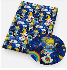 Rainbow Girl cartoon 100% Cotton fabric 10″x55″ 1160479 Bright vibrant REMNANT