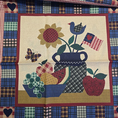 VTG 1 Yard Cranston Americana Down Home Country Folk Art Print Cotton 45″ Wide