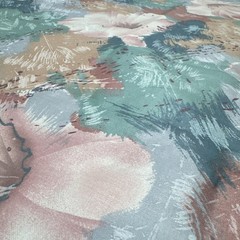 Vtg 80s Stanley King Pink Green Floral Polished Cotton Drapery Fabric BTY #32
