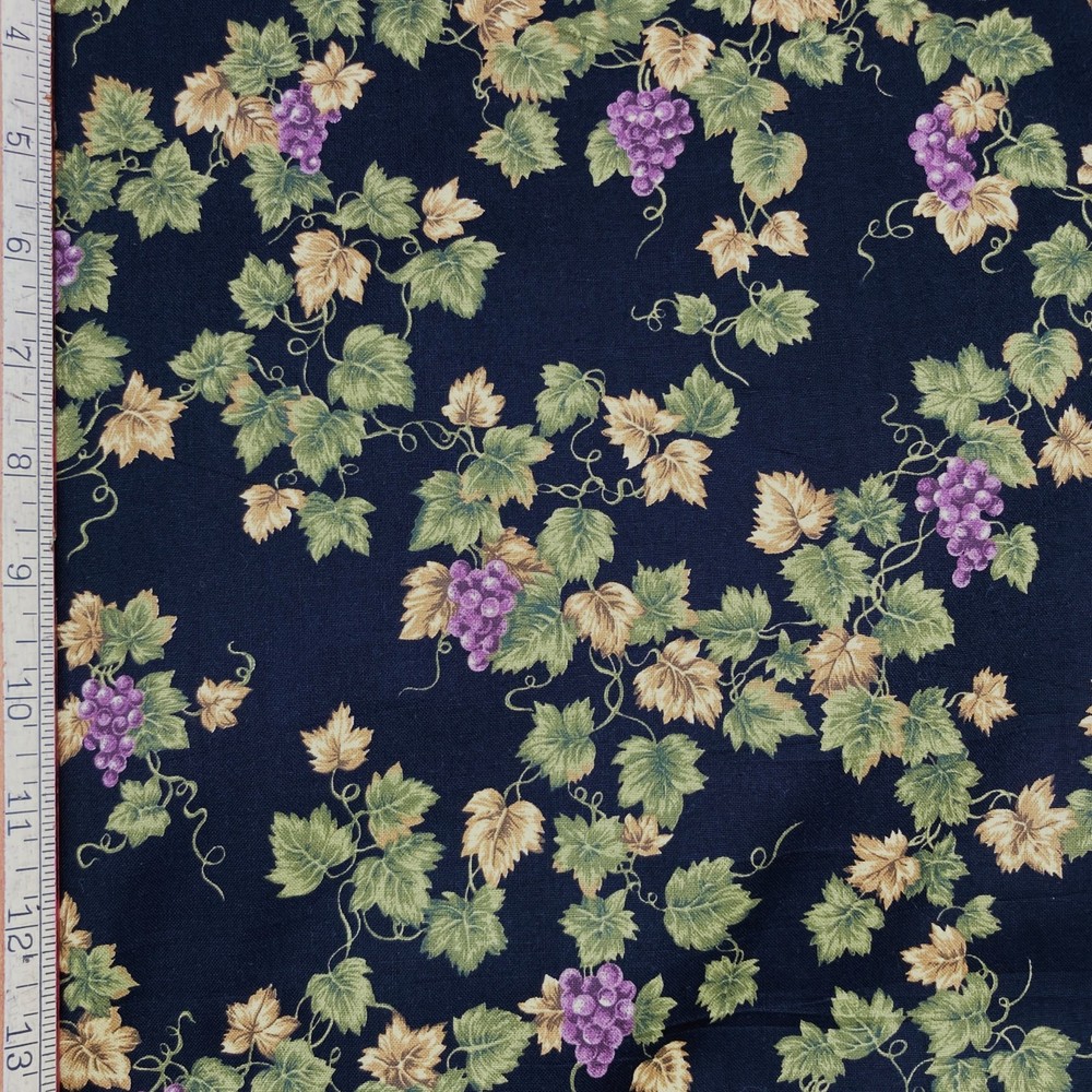 VIP Cranston Grape Vine Cotton Fabric Black Wine Vineyard Yardage