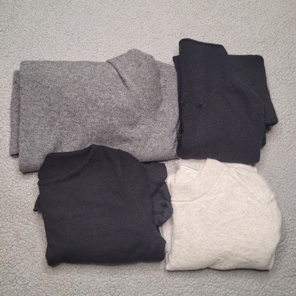 4pc CASHMERE Sweaters Tops Lot Crafts Cutter Flaws Holes Upcycle Fabric DIY