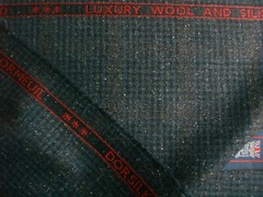 DORMEUIL 67% WOOL & 33% SILK JACKETING FABRIC “Dorsilk Red” Check/Plaid = 2.0 m.