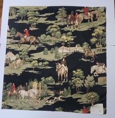 THIBAUT Black CASTLE PINE EQUESTRIAN Pattern 25″ Square Cotton Sateen Fabric