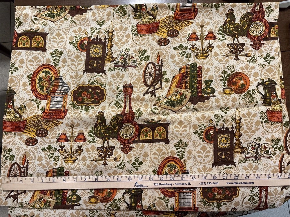 MCM VTG Fabric Drapery Upholstery 4.75 Ydsx54″ Early American Dupont Savalux NEW
