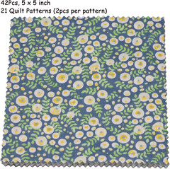 Charm Packs for Quilting 5 Inch – 42 Charm Squares for Quilting 5X5 – Green Cott