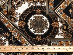 Liverpool Fabric-Black White Gold Arabic Mosaics-LVPR267-Sold by the Yard